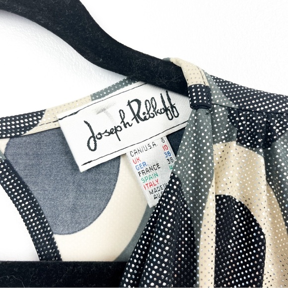 Joseph Ribkoff Sleeveless Black & Grey Metallic Spotted Blouse - Picture 6 of 8